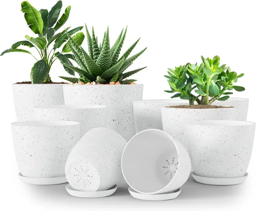 Vista 21 de Utopia Home - Macetas de Interior con Drenaje - Macetas de Flores de 7/6.6/6/5.3/4.8 Pulgadas para Plantas de Interior - Juego de 5 Macetas