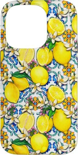 Vista 17 de Citrus Fruit Lemons Blue Tile Gardencore Farmcore Pattern Case for iPhone 17