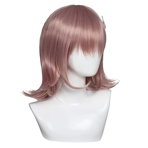 Vista 3 de Peluca con horquilla de avión para cosplay y contras rosa corto