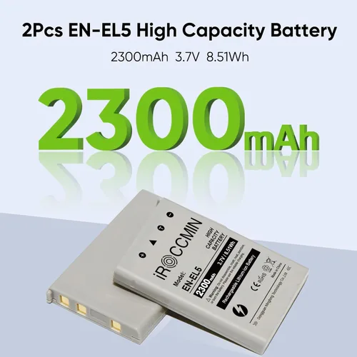 Vista 2 de 2 baterías de repuesto EN-EL5 de 2300 mAh para Nikon Coolpix 3700, 4200, 5200, 5900, 7900, P3, P4, P80, P90, P100, P500, P510, P520, P530, P5000