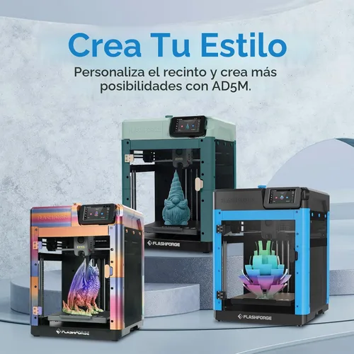 Vista 2 de Impresora 3D Flashforge Adventurer 5M para Principiantes, Impresión Rápida de 600mm/s, Conducción Directa (280°C), Nivelación Automática, Plataforma