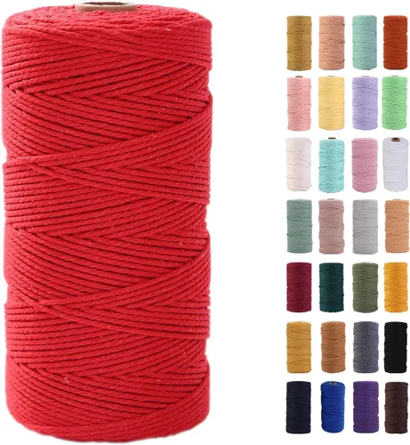 Vista 21 de Cuerda de macramé azul aire de 0.079 in x 220 yardas, cuerda de algodón colorido de algodón suave para colgar en la pared, colgadores de plantas