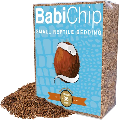 Vista 2 de BabiChip - Sustrato de chips de coco para reptiles, 6 cuartos de galón, ropa de cama suelta de tamaño pequeño para pitones de bola, otras