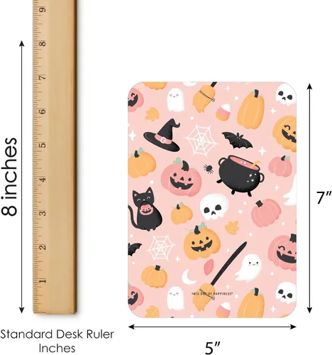 Vista 4 de Big Dot of Happiness Pastel Halloween - Tarjetas de bingo y marcadores - Juego de bingo de fiesta de calabaza rosa - Juego de 18