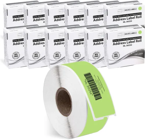 Vista 12 de HOUSELABELS DYMO 30252 - Etiquetas de dirección verdes compatibles (1-1/8 pulgadas x 3-1/2 pulgadas), adhesivo permanente fuerte, compatibles