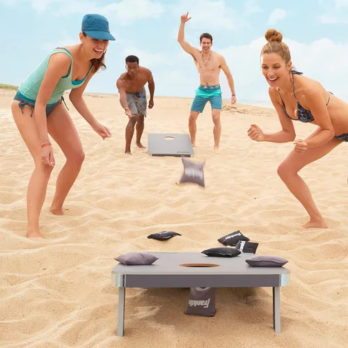 Vista 4 de [Usado] Franklin Sports Cornhole Game Sets - Portable Cornhole Boards + Bean Bags - (2) Cornhole Boards + (8) Bean Bags Included - Perfect Beach +