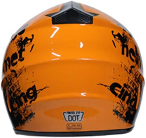 Vista 4 de Casco de motocross y cuatrimotos para bicicleta de tierra para hombres y mujeres; casco de competencia profesional certificado por DOT (naranja, XL)