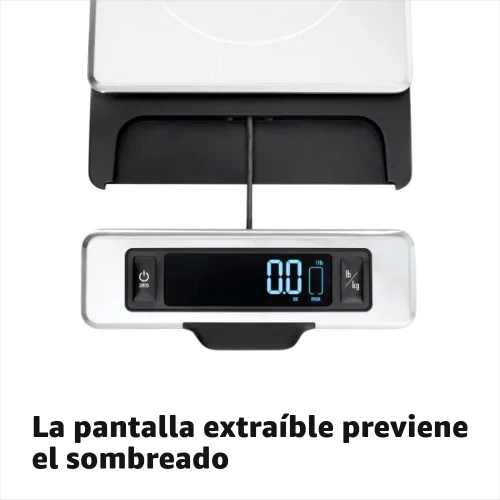 Vista 3 de OXO Good Grips - Báscula de cocina de acero inoxidable de 11 libras con pantalla extraíble, color negro