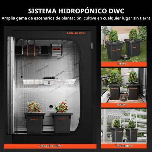 Vista 8 de Spider Farmer DWC Hydroponics Growing System Kit 2 Buckets for Indoor Plant