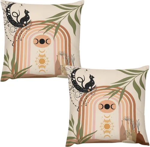 Vista 47 de Juego de 2 fundas de almohada florales retro de los años 70, Groovy Funky Hippie Flor Naranja Estética Boho Fundas de Almohada de 16 x 16 pulgadas