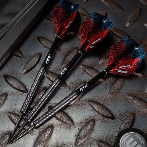Vista 6 de WINMAU Solaris Pro Specialist - Juego de dardos con punta de acero de tungsteno con vuelos y ejes (tallos)