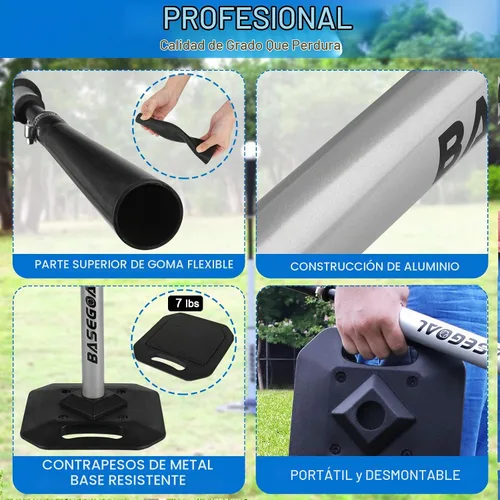 Vista 3 de BaseGoal Baseball Batting Tee with Heavy Duty Base,Adjustable Height