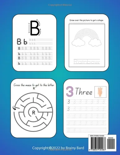 Vista 2 de Trace Letters and Numbers Handwriting Practice Workbook for Kids, A Fun Guide to Letters, Numbers, Shapes, and Mazes for Enhanced Learning and Focus