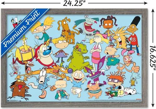 Vista 3 de Trends International Póster de pared de personajes de Nickelodeon, 14.725 x 22.375 pulgadas, versión enmarcada de madera de granero