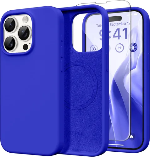 Vista 49 de GONEZ Funda magnética para iPhone 14, compatible con Magsafe, con protector de pantalla + protector de cámara, forro de microfibra antiarañazos