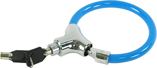 Vista 6 de Bloqueo de cable de bicicleta, cable de acero azul con llaves, cerradura de seguridad