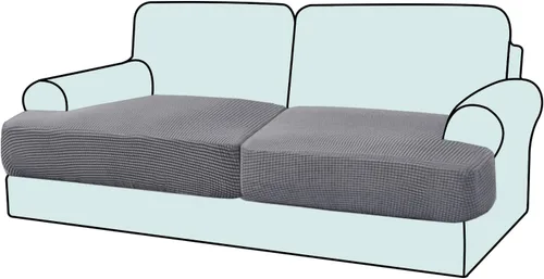 Vista 26 de Funda elástica para sillón con cojín en forma de T, funda de cojín individual para cojín de silla en forma de T, protector de tela jacquard gruesa