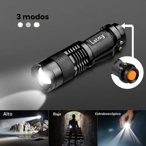 Vista 3 de LETMY Linterna táctica, linternas LED mini súper brillantes con clip para cinturón, con zoom, 3 modos, impermeable - Mejor linterna EDC para regalo