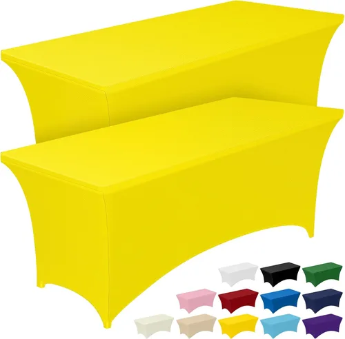 Vista 11 de Pureegg - Juego de 2 manteles de elastano ajustables de 1,2 m para mesas rectangulares, mantel elástico y sin arrugas para mesa de masajes, fiestas