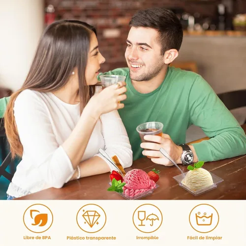 Vista 2 de 300 juegos de mini platos de postre con cucharas de 1 onza 2.4