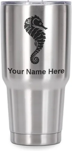 Vista 41 de LaserGram Vaso aislado al vacío de 20 onzas, caballito de mar, grabado personalizado incluido (negro)