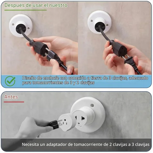 Vista 4 de Feekoon Adaptador de enchufe de luz de 3 tomacorrientes, E26/E27 a salida de 3 clavijas, negro E26/E27 Light Bulb Plug Adapter Converter with