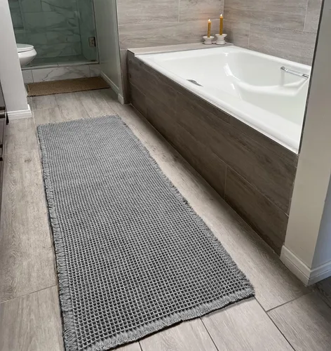 Vista 15 de Tapete de Baño Waffle Mejorado – Ultra Suave, Súper Absorbente y Alfombra Antideslizante con Borlas, Lavable a Máquina, Respaldo de Goma para Baño