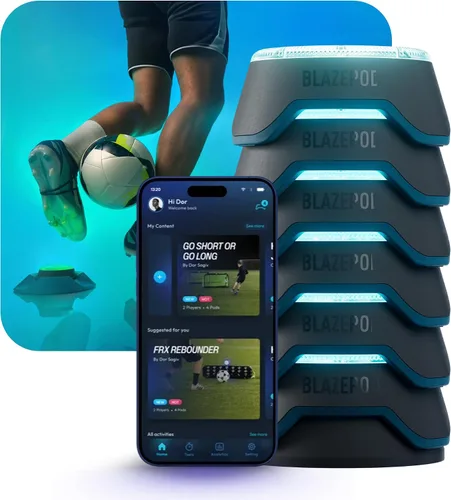 Vista 10 de BlazePod Soccer Reaction Training Kit – 4 Smart Light Pods for Speed, Ball Control & Game IQ – Football Reflex Training for Players & Coaches – App