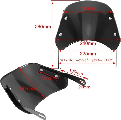 Vista 3 de Deflector de parabrisas retro para motocicleta, cubierta de parabrisas para Royal Enfield Meteor Hunter 350, Interceptor 650, 350, Himalayan 400