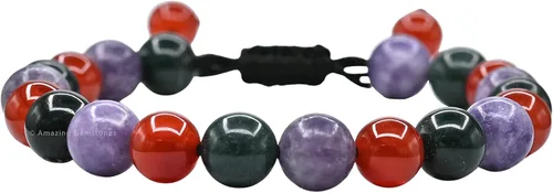 Vista 12 de Amazing Gemstone Pulsera de control de ira – Howlita Amazonita Lava Juego de pulseras para hombres y mujeres, curativa, calmante, ansiedad, alivio