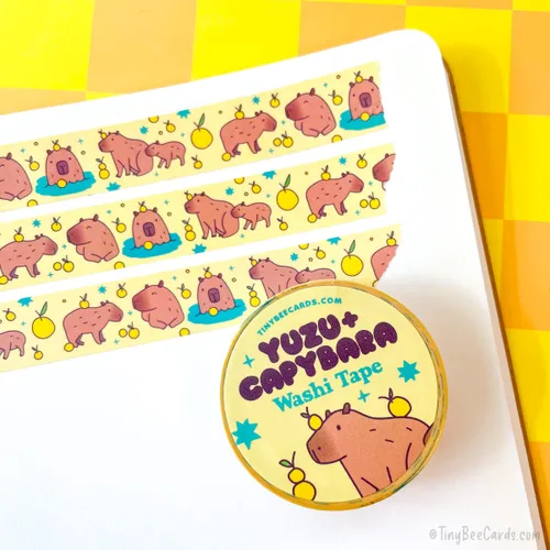 Vista 2 de Tiny Bee Cards Cinta Washi Capybara y Yuzu