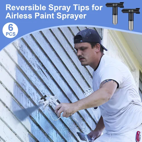 Vista 7 de Puntas de pulverización, 6 puntas de rociador de pintura sin aire, puntas de pulverización reversibles para máquina pulverizadora de pintura sin
