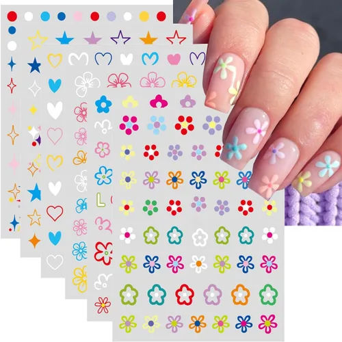 Vista 11 de 5 hojas de calcomanías de arte de uñas de mariposa, 3D coloridas mariposas, suministros de arte de uñas, mariposas, flores, calcomanías Con