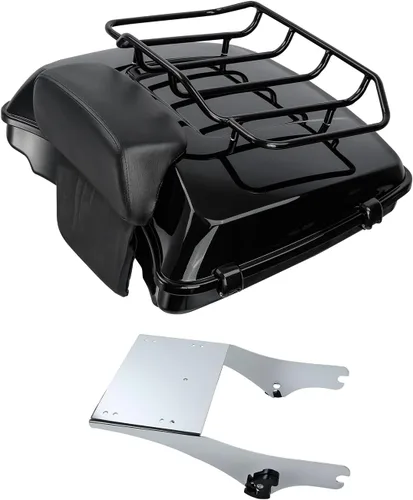 Vista 16 de Paquete de maquinilla de afeitar de 5.5 pulgadas y estante de montaje negro para Harley Tour Pack Pak Touring 97-08 Road King Road Glide Street