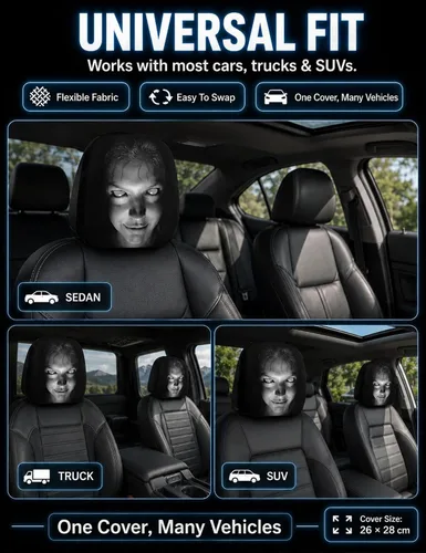 Vista 4 de Fundas para reposacabezas de coche con estampado de cara de fantasma Ojos blancos