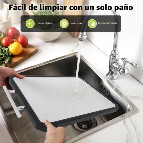 Vista 4 de Tablas de cortar de titanio para cocina, grandes de 16x11 pulgadas de titanio puro y paja de trigo PP de doble cara, aptas para lavavajillas
