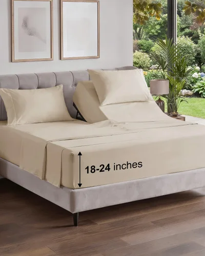 Vista 487 de Extra Deep Twin XL Sheet Set - 3 Piece College Dorm Room - White 01-Blanco