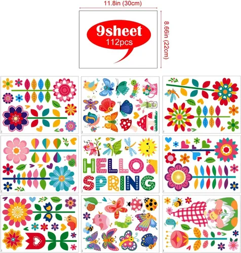 Vista 4 de Calcomanías de pared de Pascua extraíbles de doble cara para niños, decoración de ventanas de cristal para el hogar, aula, oficina, ventanas