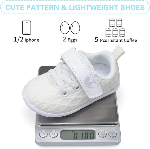Vista 6 de FEETCITY Zapatillas de bebé para niños y niñas, zapatos de primera caminata, zapatos de cuna para recién nacidos, zapatos de meter