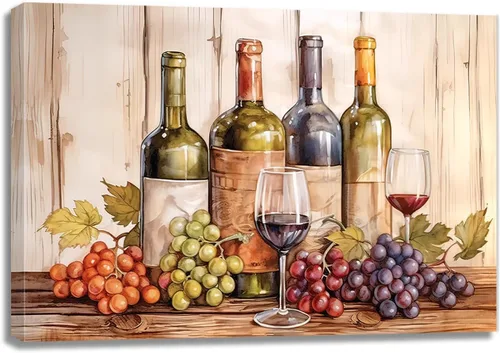 Vista 9 de QIXIANG Arte de pared de frutas y verduras coloridas impresiones en lienzo de comida en la canasta, cocina, restaurante, decoración de pared