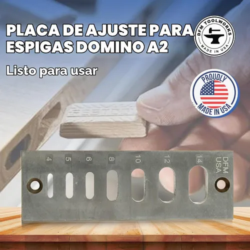 Vista 2 de DFM Tool Works Placa de ajuste A2 Domino Tenon – Compatible con carpinteros Festool Domino – Recorta tamaños de 0.157 in a 0.551 in – Se adapta a