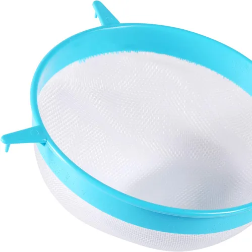 Vista 6 de BENBO Juego de 4 coladores de malla de plástico, colador de plástico con mango largo, tamiz de harina de leche de soja, colador de plástico