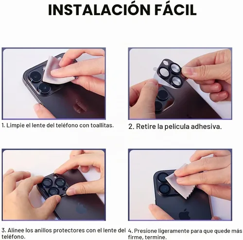 Vista 7 de [Negro] [Paquete de 2] Protector de lente de cámara para iPhone 15/15 Plus, Ultra HD 9H, cubierta de cámara de vidrio templado, pantalla de anillo