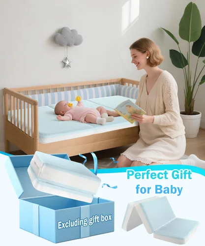 Vista 7 de Colchón impermeable para cuna estándar de 3 pulgadas, transpirable, 52 x 27.5 pulgadas Portable Full Size Crib Memory Foam Mattress for Toddler