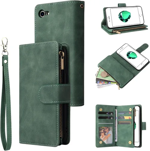 Vista 14 de UEEBAI - Cartera clásica de cuero sintético con cierre magnético, funda de iPhone con cierre
