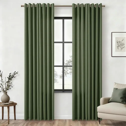 Vista 55 de Cortinas de avena con ojales DUKIYO de 96 pulgadas de largo para sala de estar, comedor, juego de 2 paneles, cortinas de arena y beige
