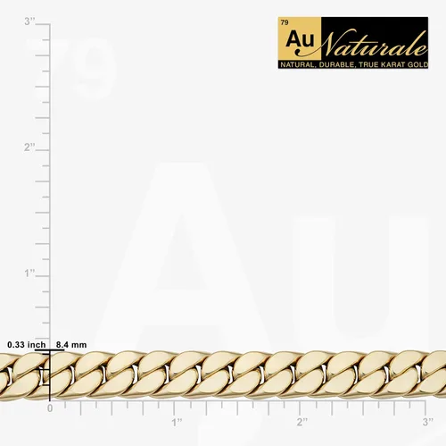 Vista 4 de Pulsera de cadena de eslabones cubanos de oro amarillo de 14 quilates (0.331in, 7.5 pulgadas) Fabricado en Italia