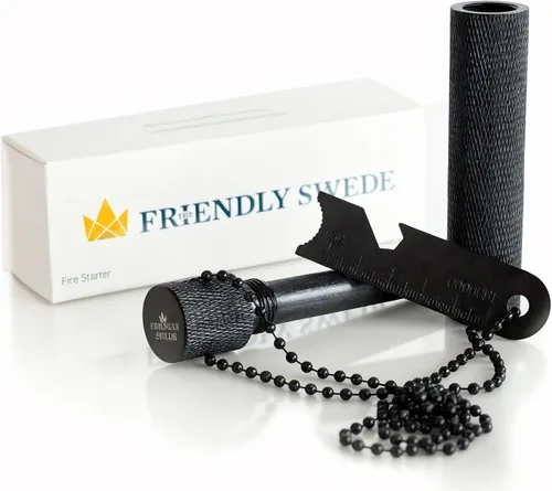 Vista 8 de The Friendly Swede Ferro Rod Herramienta Iniciadora de Fuego — Herramienta de Supervivencia Iniciadora de Fuego de Pedernal y Acero con Mango