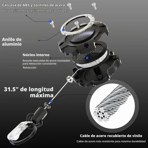 Vista 3 de LIUGX Soporte retráctil para insignias con clip de cinturón, llavero de mosquetón resistente, soporte duradero para tarjetas de identificación
