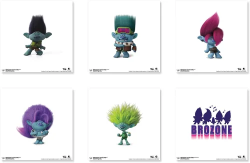 Vista 6 de Trends International Gallery Pops Trolls Band Together - Paquete de arte de pared Brozone (paquete de 6)